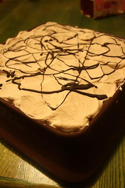 Semifreddo al cioccolato bianco cacao ed amarene  -Parfait with white chocolate and dark chocolate.