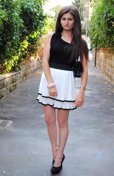 Black and White one shoulder dress