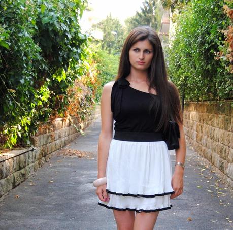 Black and White one shoulder dress