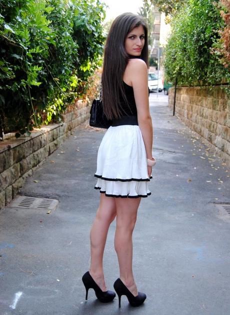 Black and White one shoulder dress