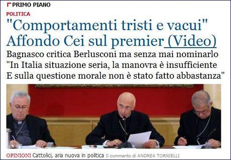 Bagnasco ‘scarica’ Berlusconi: “comportamenti tristi e vacui”