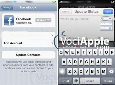 Possibile integrazione di Facebook a livello di sistema iOS5 ? Ecco alcuni screenshot !