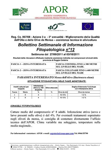 APOR Informa: Bollettino settimanale di informazione fitopatologica (n. 12).