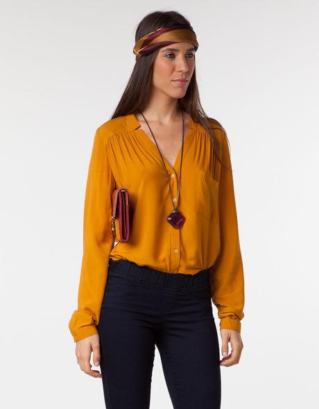 Haul Bershka: Camicietta senape e viola