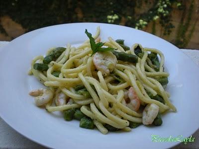 Scialatielli con Asparagi, Gamberi e Menta