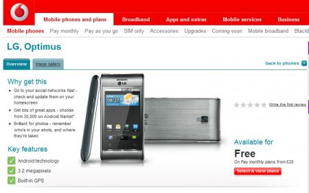 LG Optimus disponibile con Vodafone UK!