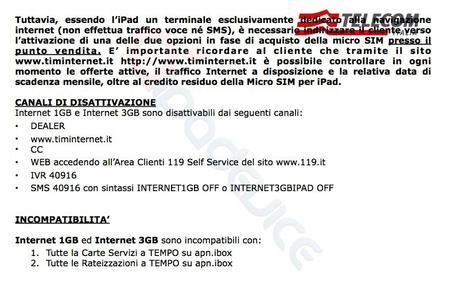 Tim, le MicroSim e l’iPad: ecco il documento ufficiale