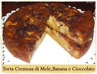 TORTA CREMOSA DI MELE,BANANA E CIOCCOLATO