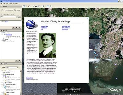 Harry Houdini a Suva da Google Earth