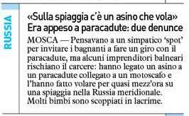 “Sulla spiaggia c’è un asino che vola”. Era appeso a paracadute: due denunce