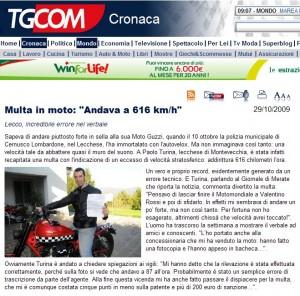 Multa in moto: “andava a 616km/h”