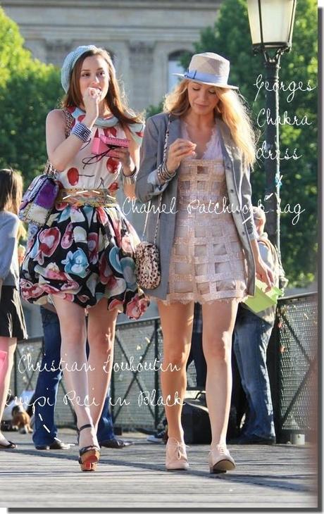 Blake Lively & Leighton Meester filming Gossip Girl in Paris