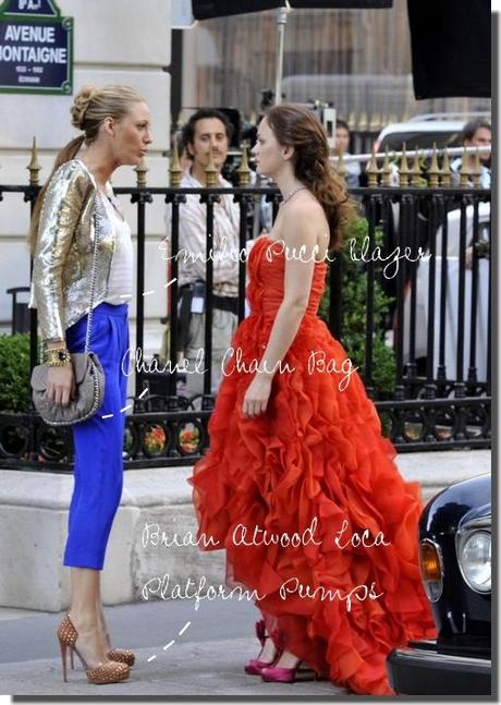 Blake Lively & Leighton Meester filming Gossip Girl in Paris