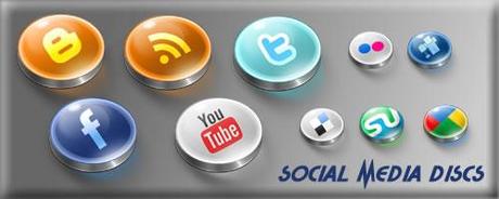 12 icone social media a forma di disco