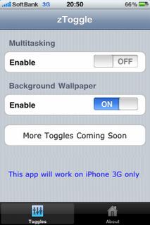 zToggle, disattiva multitasking e sfondi in 3G