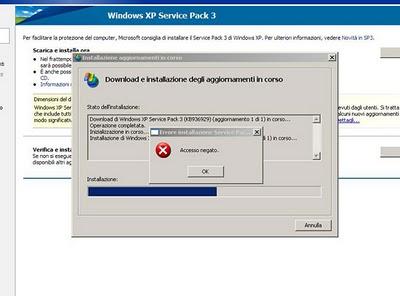 Installazione Windows XP SP3 – Errore: Accesso Negato