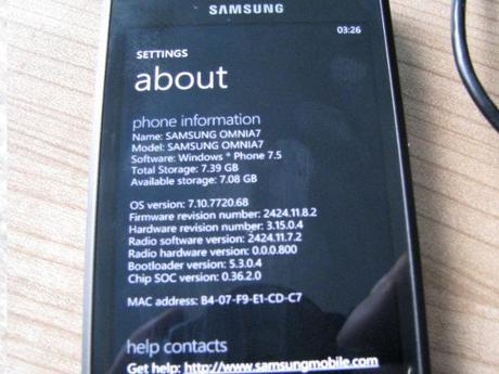  Aggiornare Samsung Omnia 7 a Windows Phone Mango