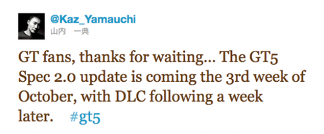 Gran Turismo 5, Yamauchi annuncia per ottobre l’aggionamento Spec 2.0 ed i dlc