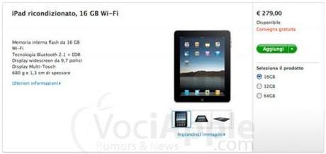 ipadricondizionato16gb Apple Store: iPad ricondizionato a 279€