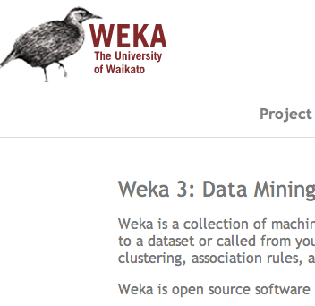 WEKA ambiente software interamente scritto in Java che porta il nome di un simpatico animale simile al Kiwi.