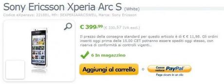 xperia arc s expansys 595x226 E ora possibile acquistare Sony Ericsson Xperia Arc S su Expansys