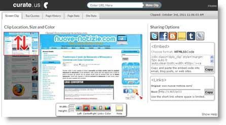 Crea Screenshot online con Curate.us