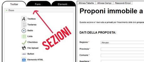 creare moduli con jforms sezioni