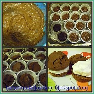 Muffins alla nocciola con panna montata glassati al cioccolato bianco