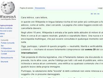 Clamoroso, Wikipedia Italia chiuso