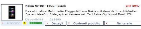 Il Nokia N9  disponibile in Svizzera
