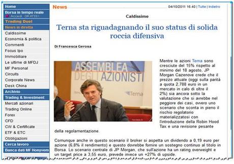 Per JP Morgan Terna, AD Flavio Cattaneo è il titolo giust...