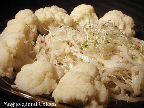 Insalata di cavolo rapa, daikon e germogli