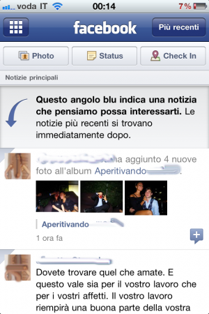 iPhone Facebook Nuova homepage 300x450 Facebook per iPhone: Aggiornata Homepage, ma non piace