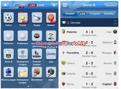 Eurosposrt Livescore su iPhone, iPod e iPad : Gratis su Apple Store