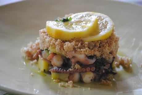 Cous-cous integrale con moscardini e patate, al limone