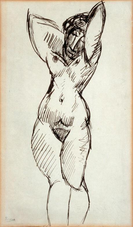 Picasso: Nu aux bras levés (1906 -1907). Uno dei meno visti e più rari disegni preparatori a Les Demoiselles d’Avignon in mostra a Pisa a Palazzo Blu