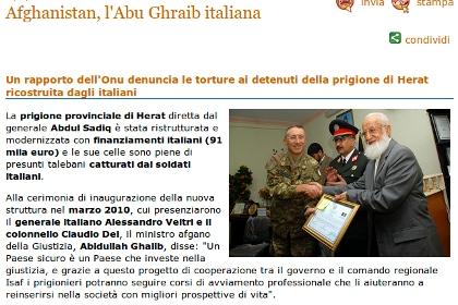 Afghanistan, l'Abu Ghraib italiana