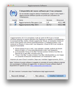 Apple: Aggiornamento per Mac OS X 10.7.2 e Safari 5.1.1