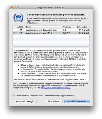 Rilasciato Mac OSX 10.7.2