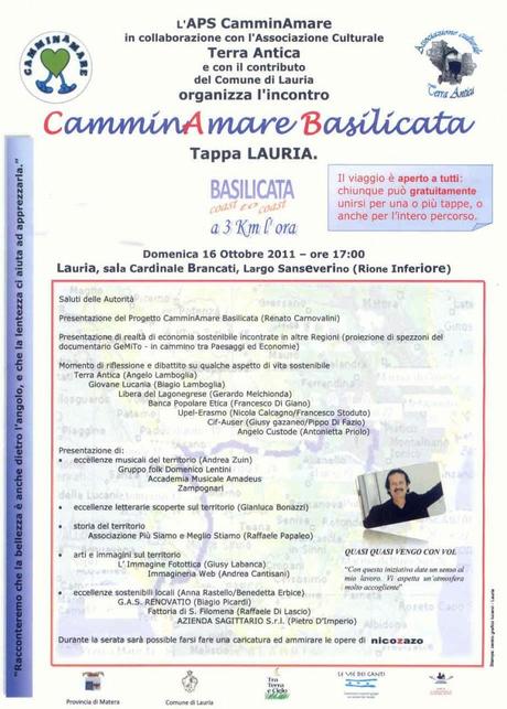 Domenica 16 ottobre 2011 ore 17.30: Incontro con Camminamare Basilicata