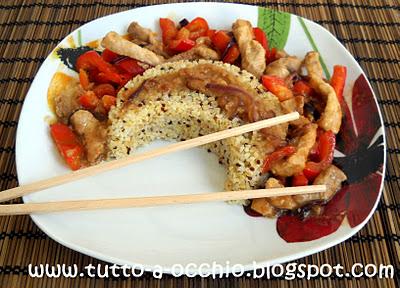 Sono tornata....forse.. - Luna di bulgur e quinoa con straccetti di maiale all'orientale