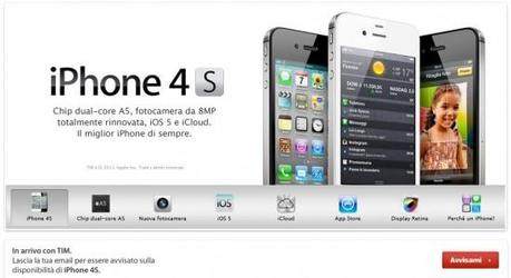 TIM.it attiva l’avviso di disponibilità d’acquisto di  iPhone 4S