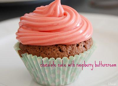 Chocolate cake with raspberry buttercream