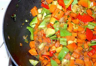 Spaghettini di riso con verdure