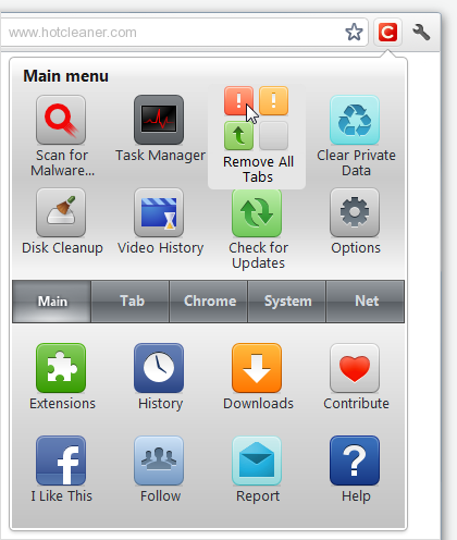clickclean chrome menu 75 Cancellare i dati di navigazione in internet e la cronologia in automatico con Click&Clean