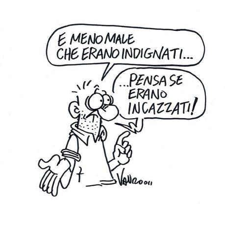 Vignetta di Vauro sugli indignati