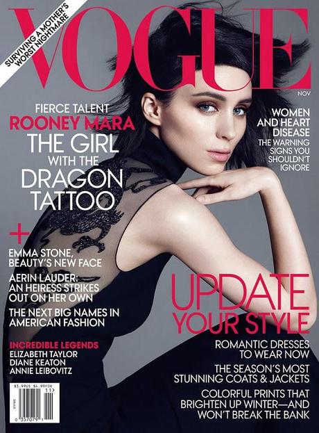 Rooney Mara Sulla copertina e nell'Editoriale di Vogue America, Novembre 2011