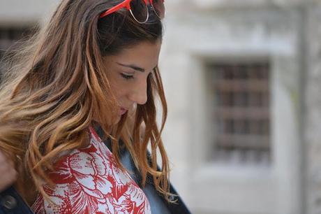 Red flowers dress