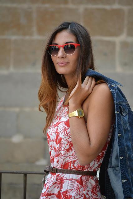 Red flowers dress