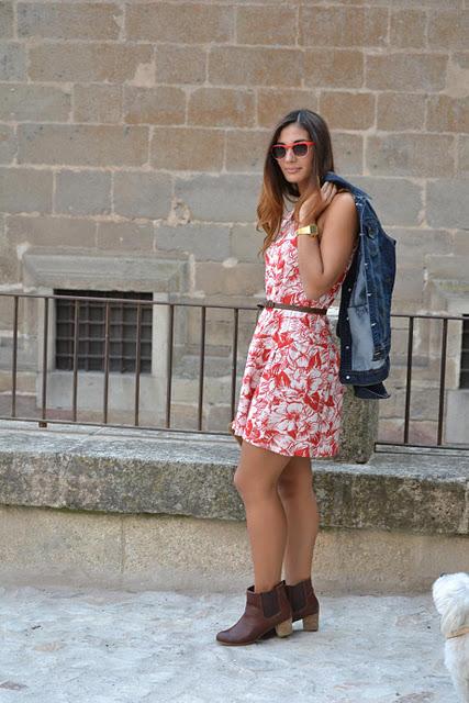 Red flowers dress